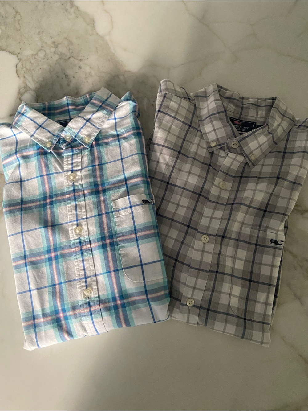 Vineyard Vines Men's Plaid Button-Down Shirt - Blue / Gray Options